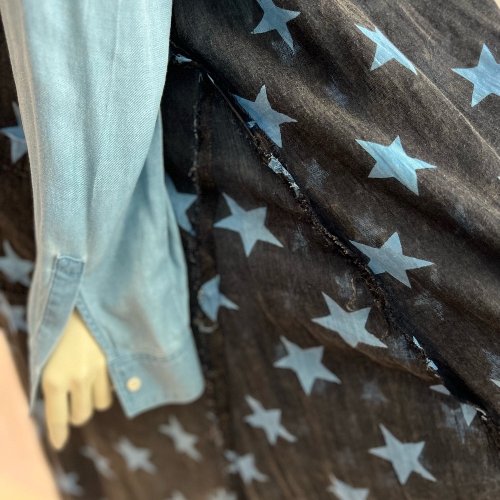 Two pieces! A Rare Bird maxi duster. Distressed, lightweight, NWOT. Free shirt! - Picture 7 of 9